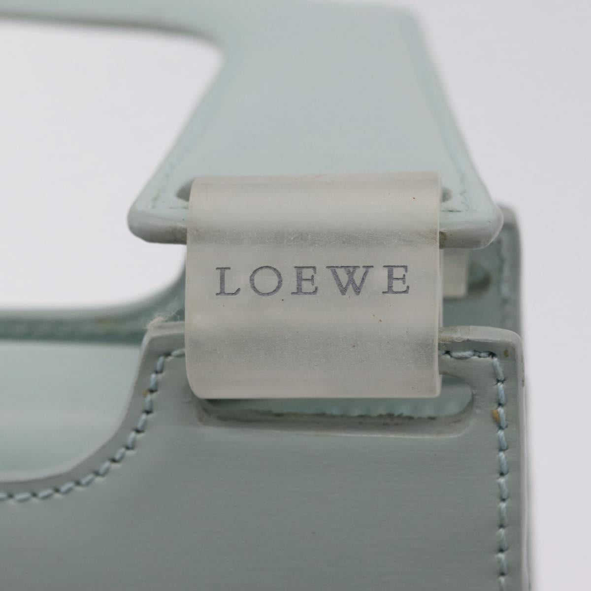 LOEWE Hand Bag Suede Light Blue Gold Auth 208276A