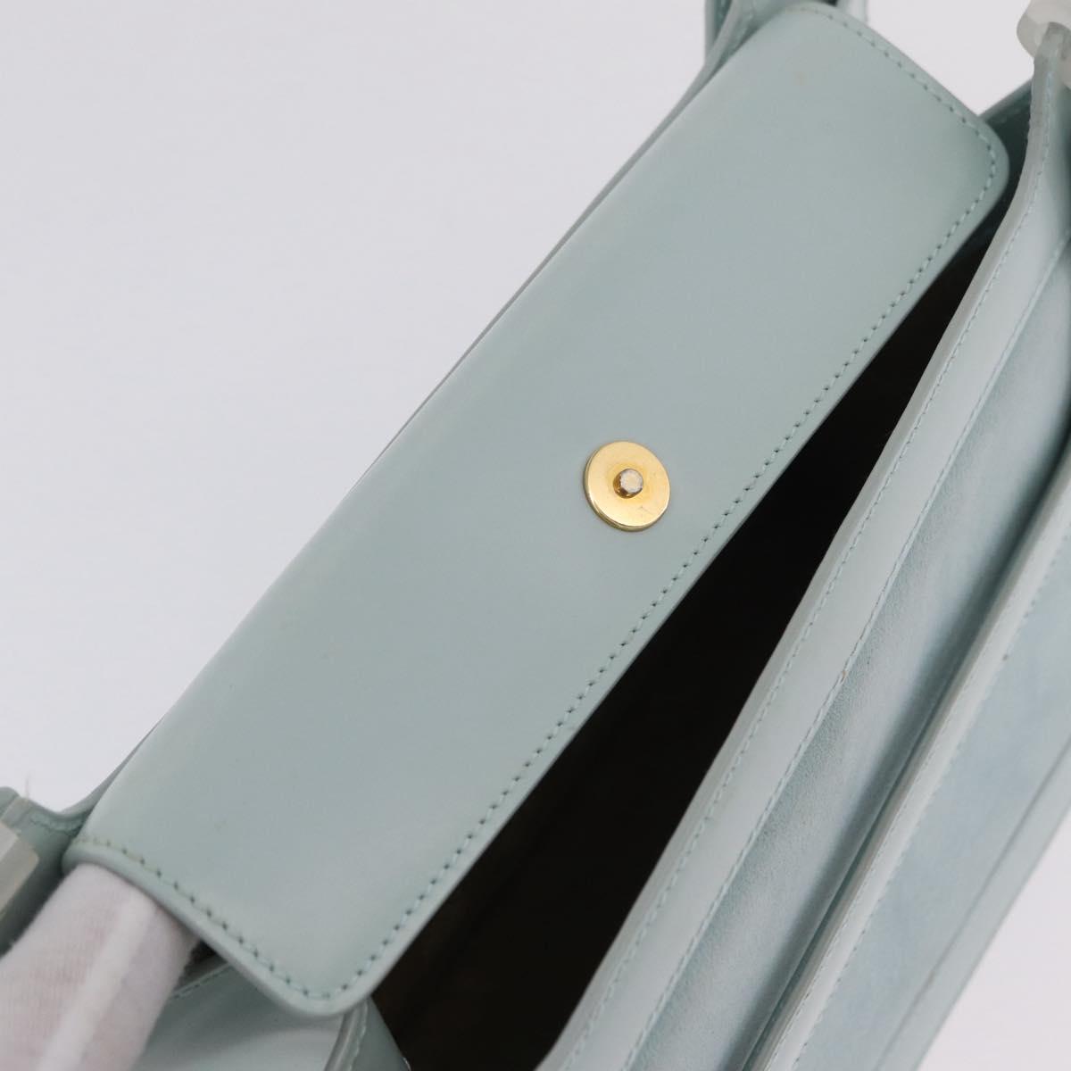 LOEWE Hand Bag Suede Light Blue Gold Auth 208276A