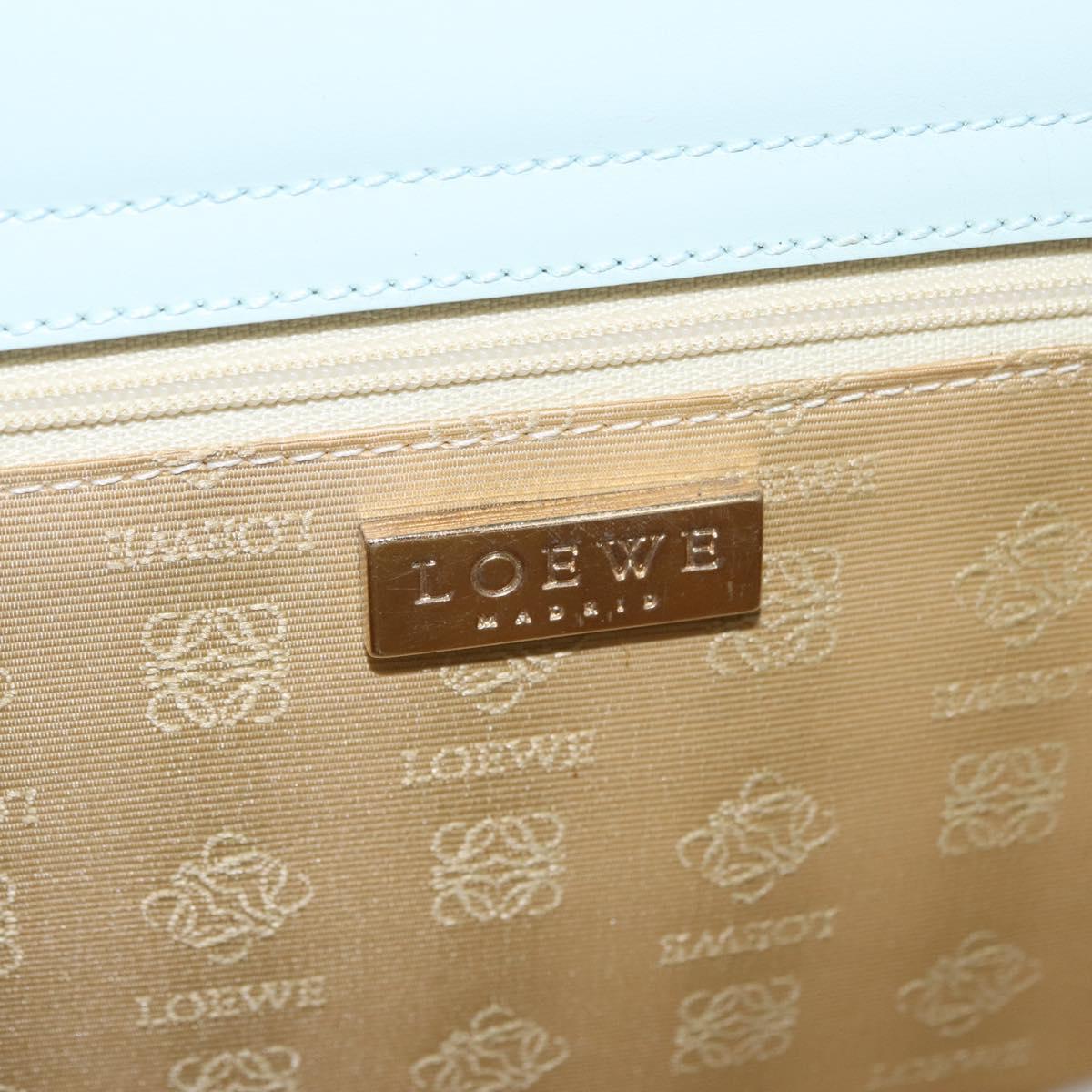 LOEWE Hand Bag Suede Light Blue Gold Auth 208276A