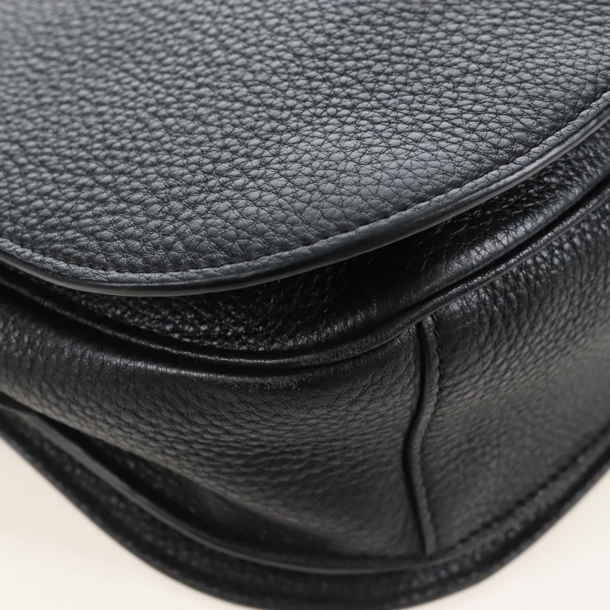 PRADA Shoulder Bag Vittero Dino Leather 2way Black Gold Auth 208279V
