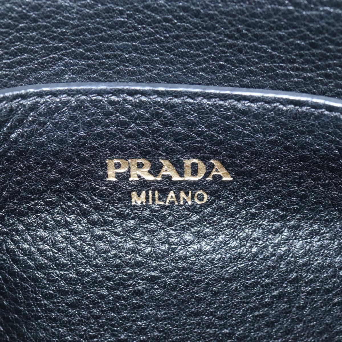 PRADA Shoulder Bag Vittero Dino Leather 2way Black Gold Auth 208279V