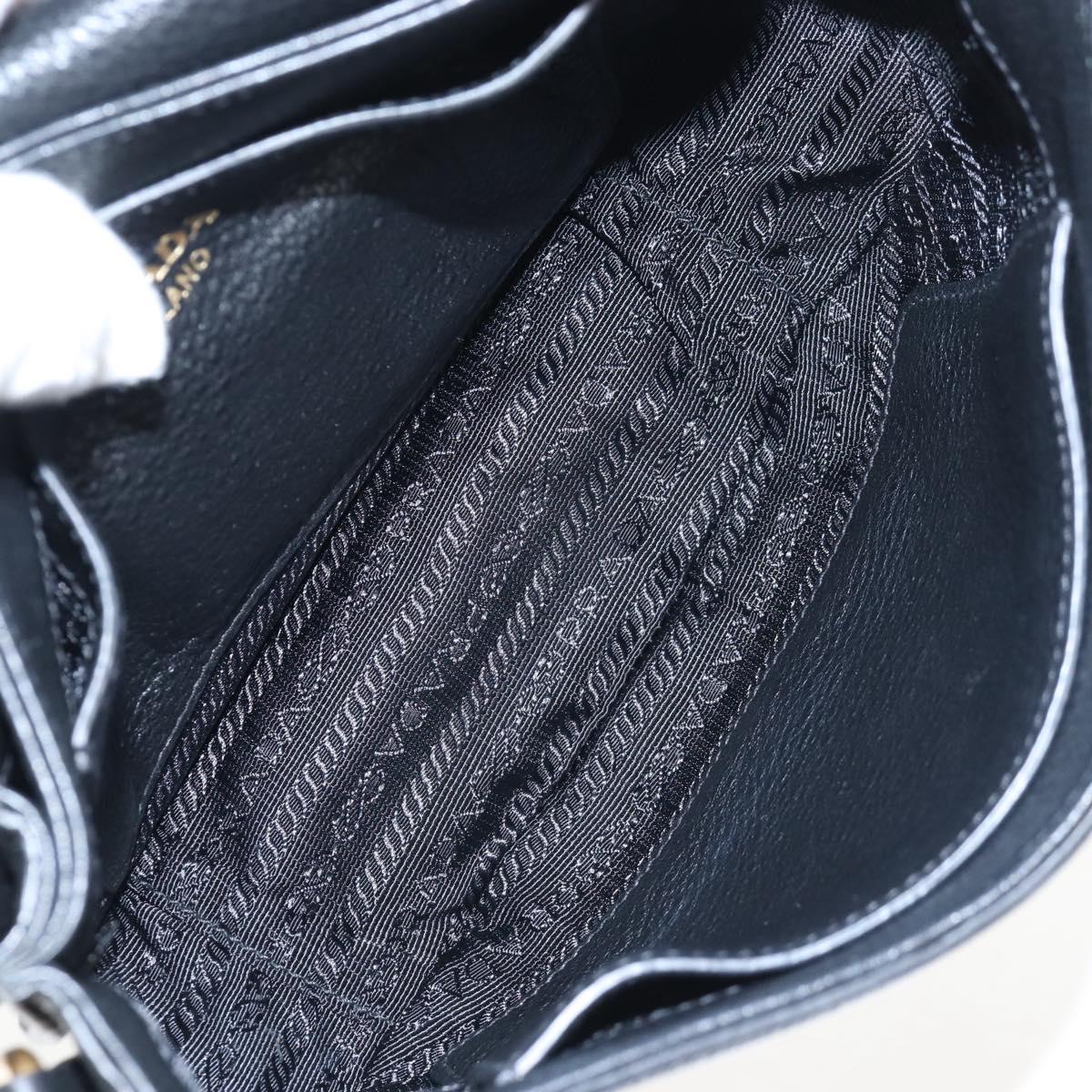 PRADA Shoulder Bag Vittero Dino Leather 2way Black Gold Auth 208279V