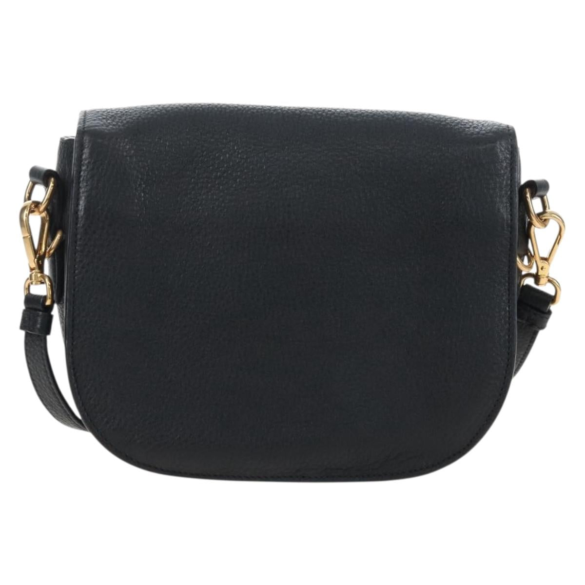 PRADA Shoulder Bag Vittero Dino Leather 2way Black Gold Auth 208279V