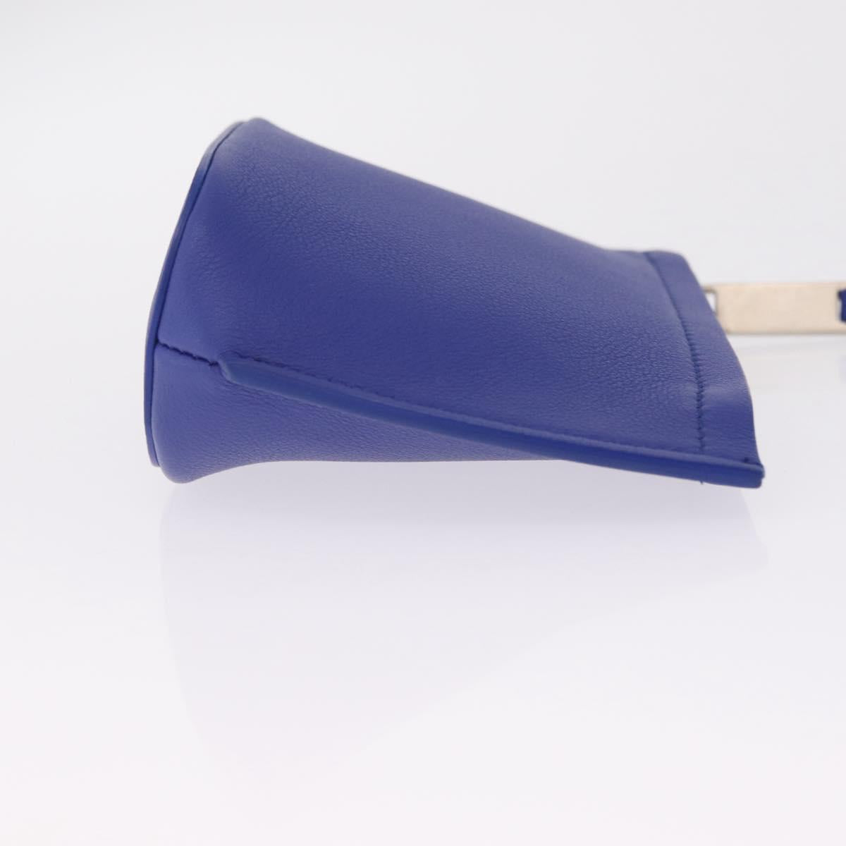 Salvatore Ferragamo Neck Pouch Leather Blue Silver Auth 208284V