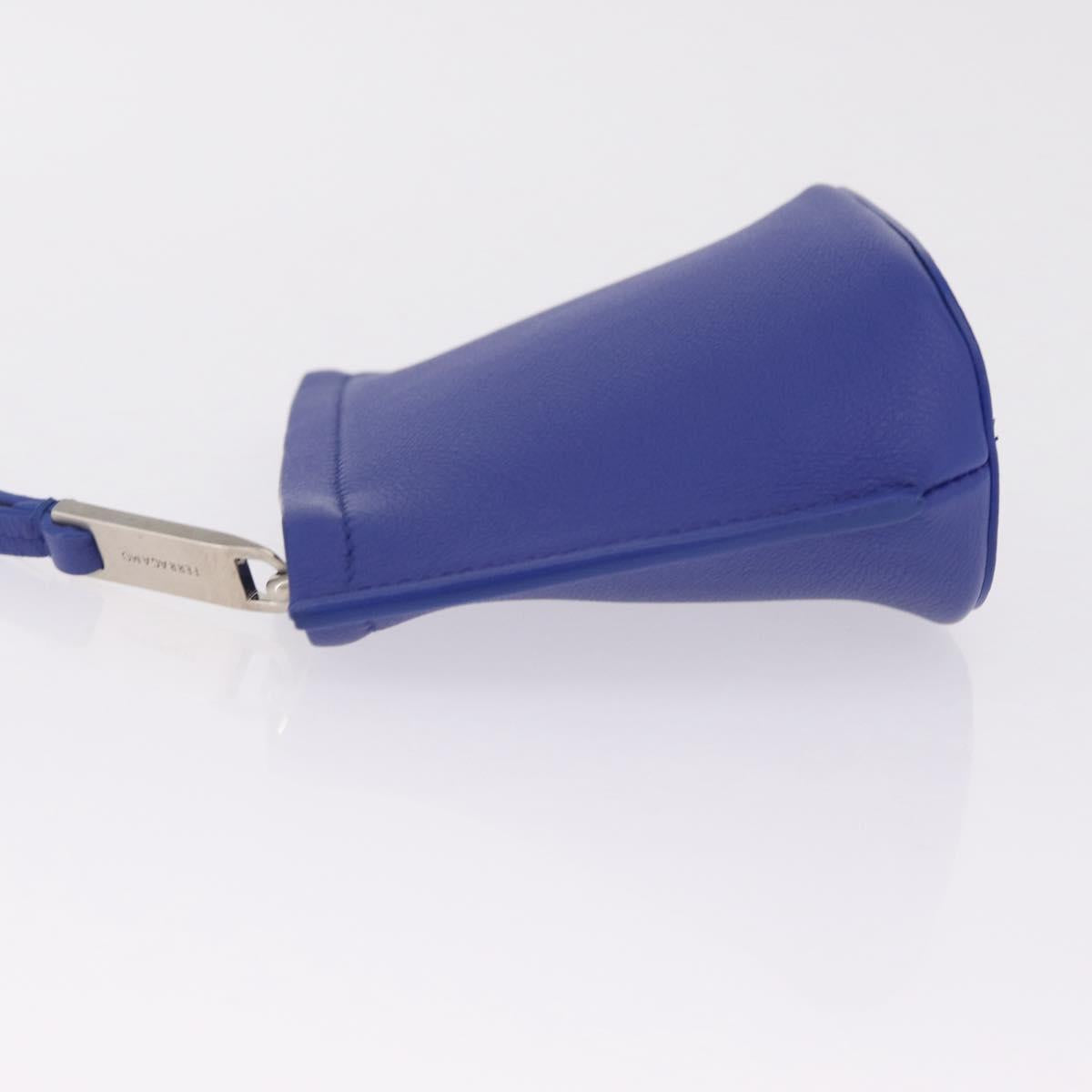 Salvatore Ferragamo Neck Pouch Leather Blue Silver Auth 208284V