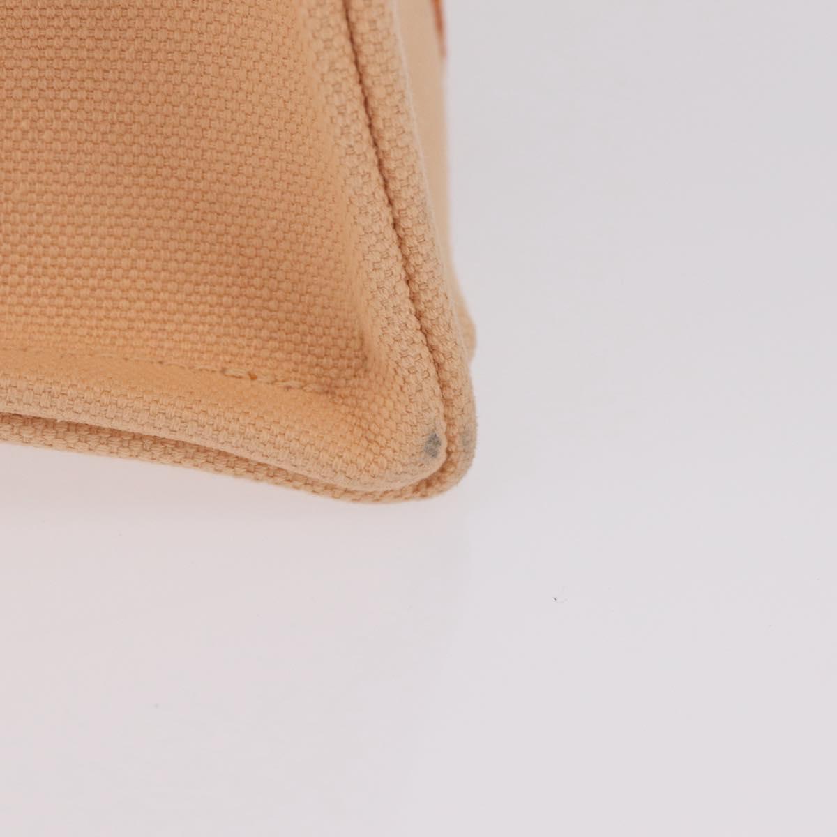 HERMES Coquillage PM Hand Bag Canvas Orange Silver Auth 208285A