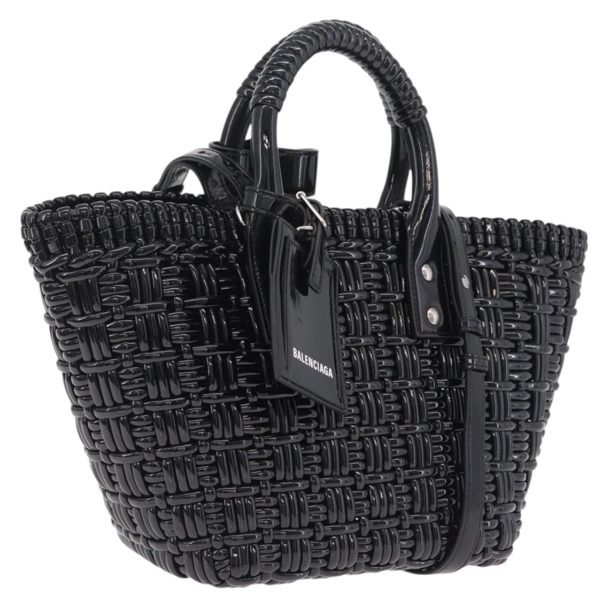Balenciaga Hand Bag Vinyl 2way Black Silver 671342 Auth 208288V