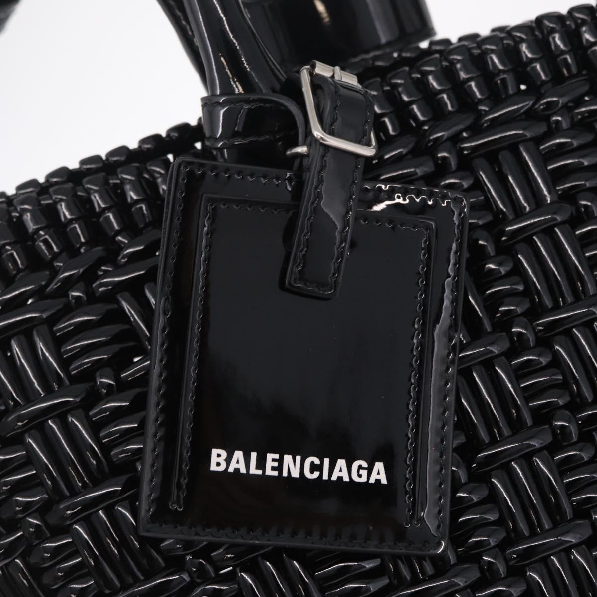 Balenciaga Hand Bag Vinyl 2way Black Silver 671342 Auth 208288V