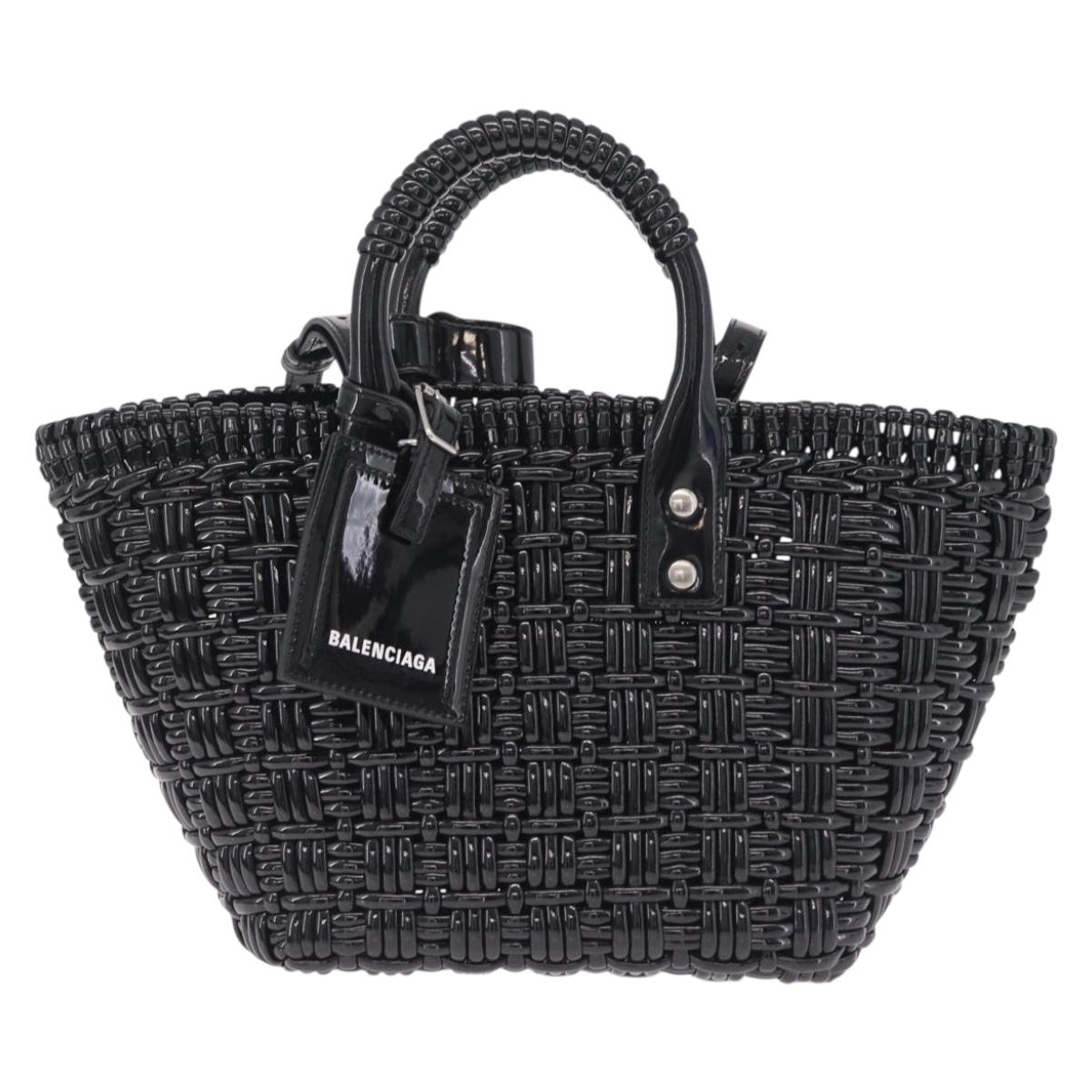 Balenciaga Hand Bag Vinyl 2way Black Silver 671342 Auth 208288V