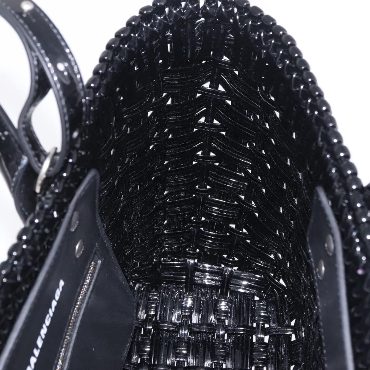 Balenciaga Hand Bag Vinyl 2way Black Silver 671342 Auth 208288V