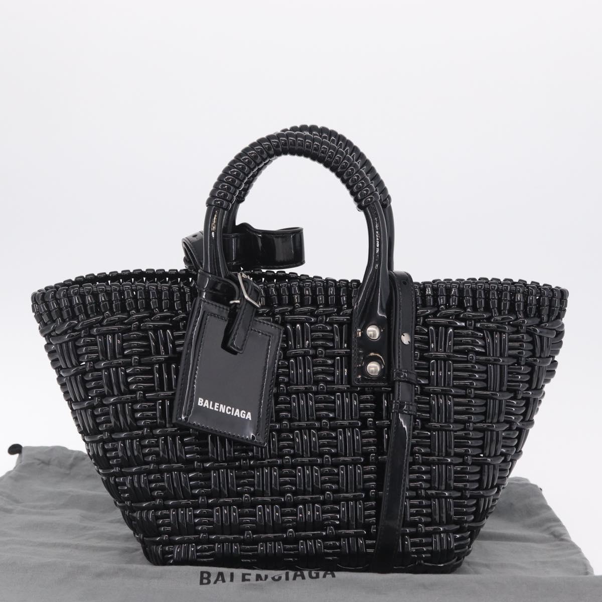 Balenciaga Hand Bag Vinyl 2way Black Silver 671342 Auth 208288V