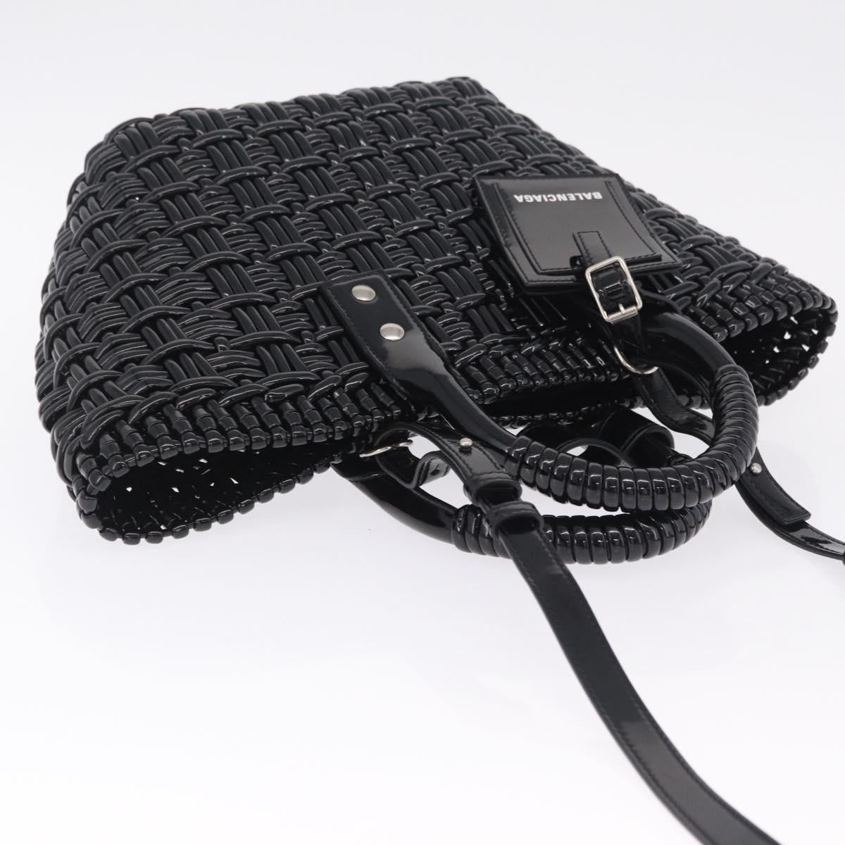 Balenciaga Hand Bag Vinyl 2way Black Silver 671342 Auth 208288V