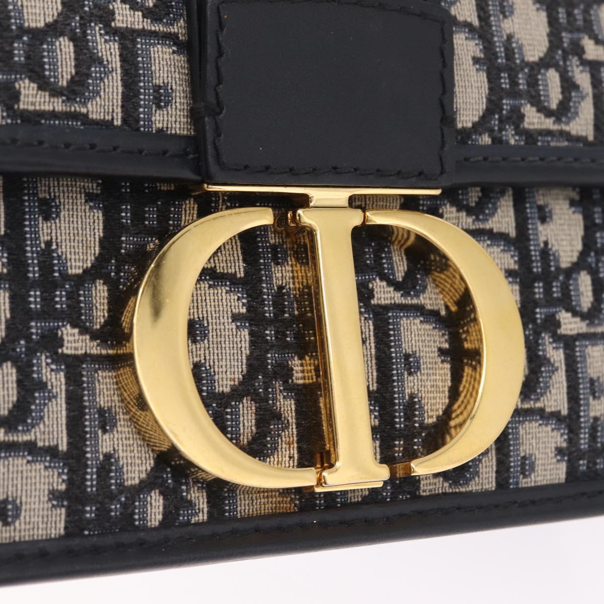 Christian Dior Trotter Canvas 30 Montaigne Shoulder Bag Navy Gold Auth 208290M