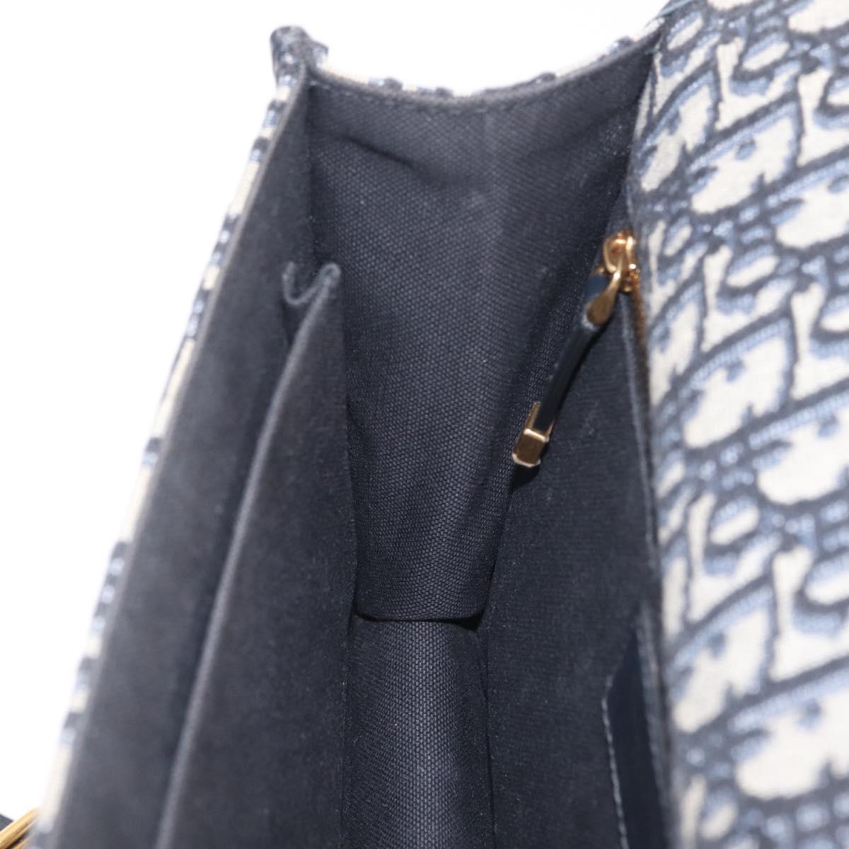 Christian Dior Trotter Canvas 30 Montaigne Shoulder Bag Navy Gold Auth 208290M