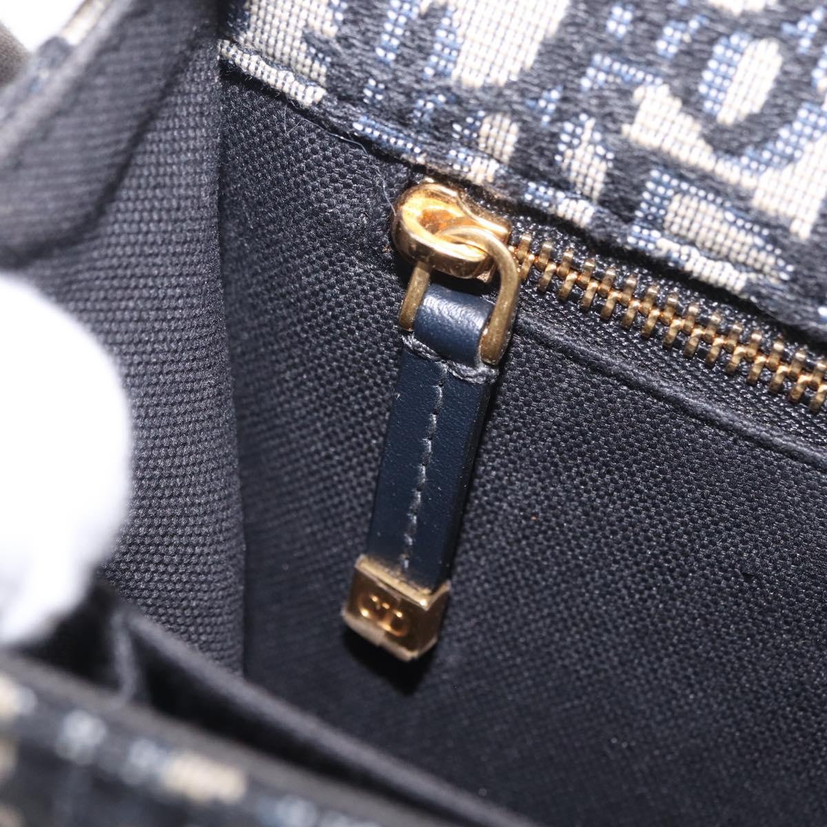 Christian Dior Trotter Canvas 30 Montaigne Shoulder Bag Navy Gold Auth 208290M