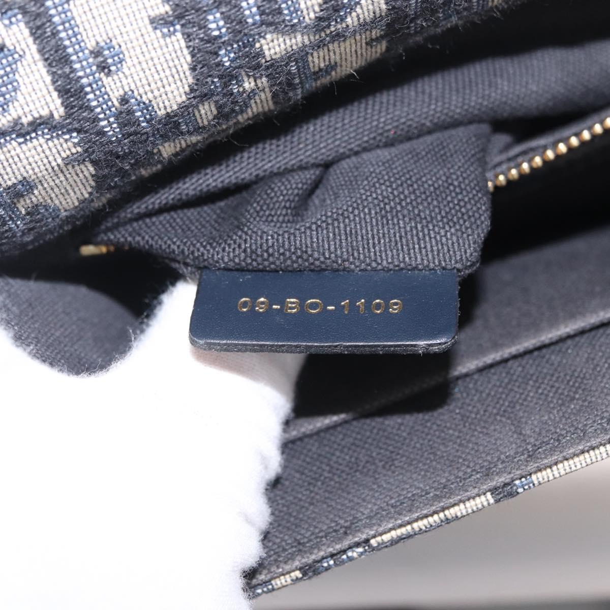 Christian Dior Trotter Canvas 30 Montaigne Shoulder Bag Navy Gold Auth 208290M