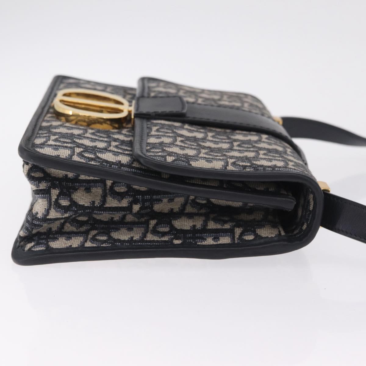 Christian Dior Trotter Canvas 30 Montaigne Shoulder Bag Navy Gold Auth 208290M