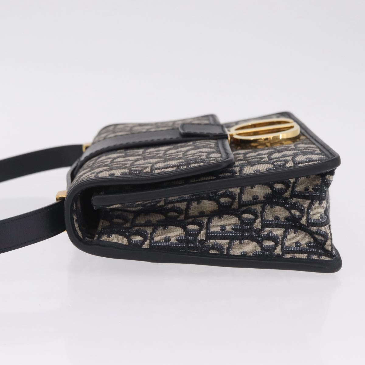 Christian Dior Trotter Canvas 30 Montaigne Shoulder Bag Navy Gold Auth 208290M
