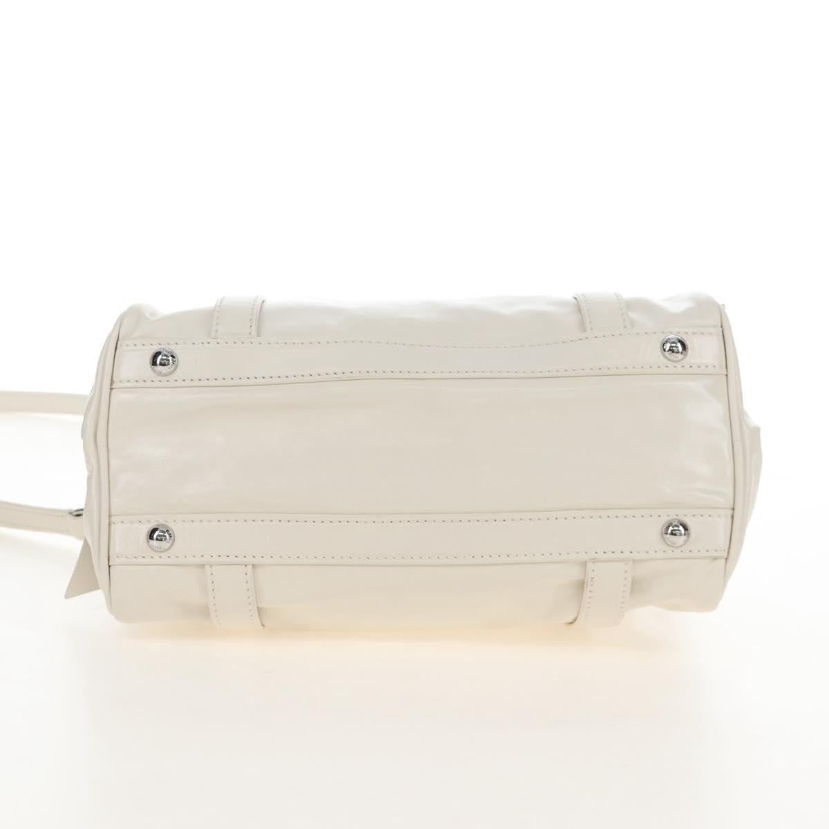 Miu Miu Hand Bag Leather 2way White Silver Auth 208294SAM