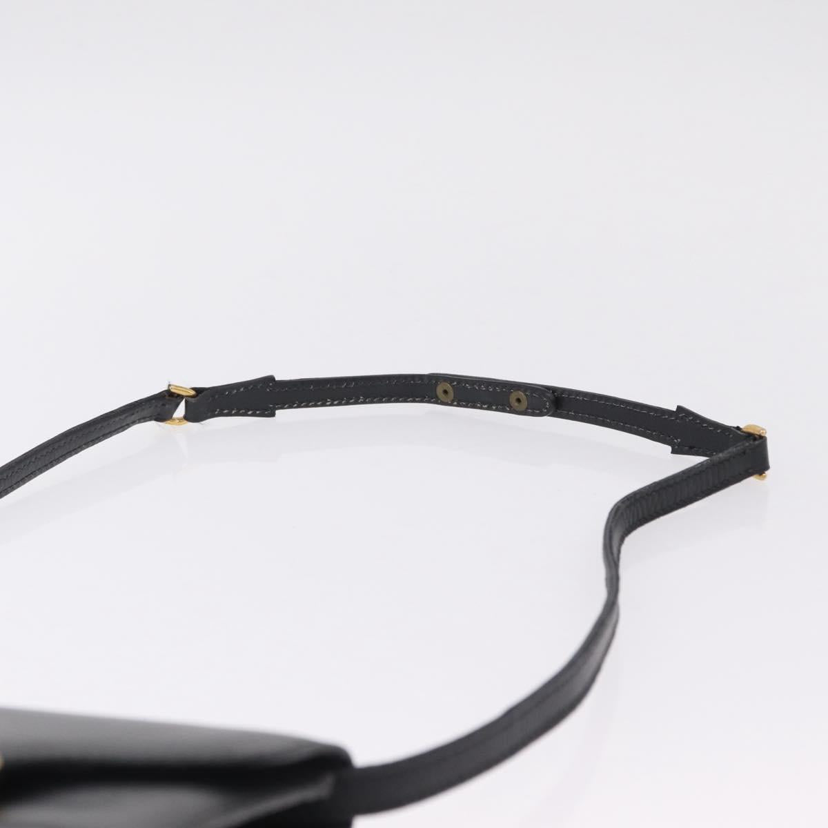 GUCCI Web Sherry Line Shoulder Bag Leather Gold Black Auth 208297