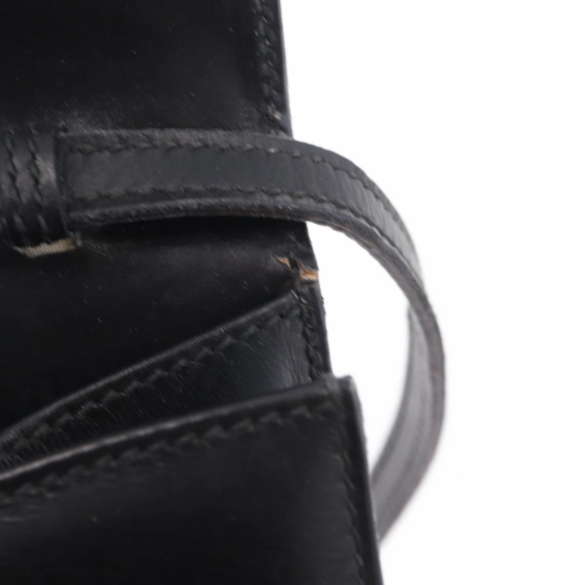 GUCCI Web Sherry Line Shoulder Bag Leather Gold Black Auth 208297