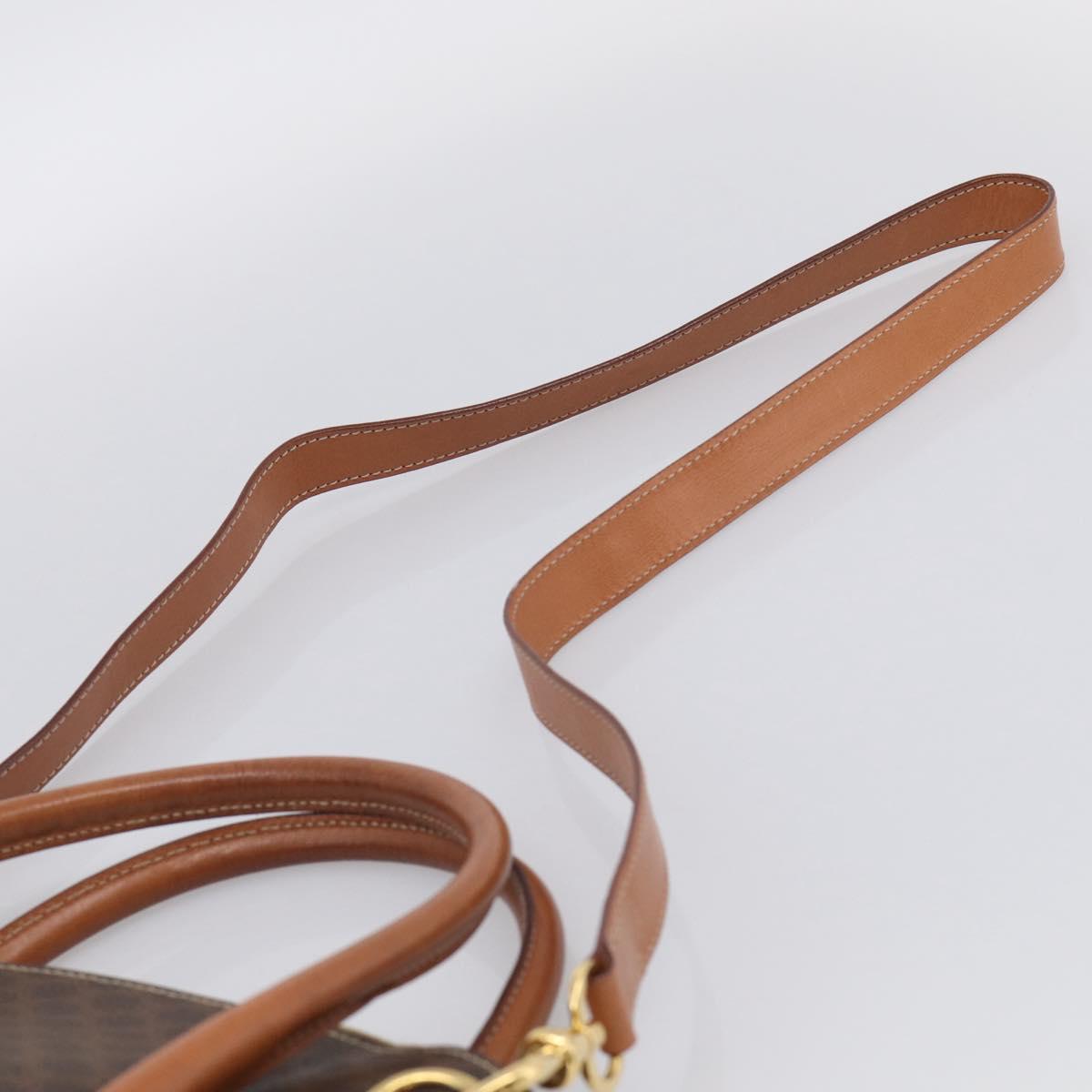 CELINE Macadam Canvas Hand Bag PVC Leather 2way Brown Gold Auth 208298