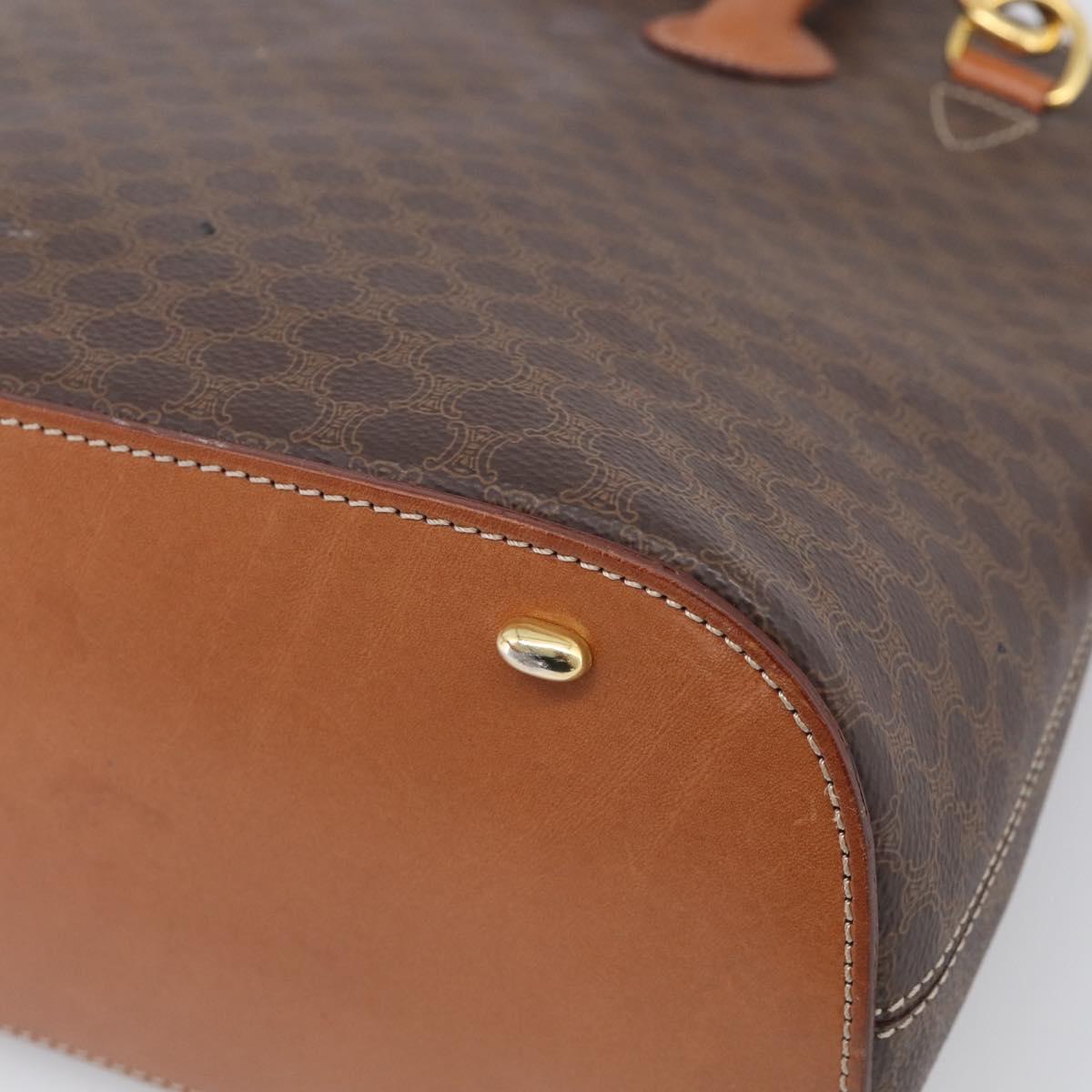 CELINE Macadam Canvas Hand Bag PVC Leather 2way Brown Gold Auth 208298