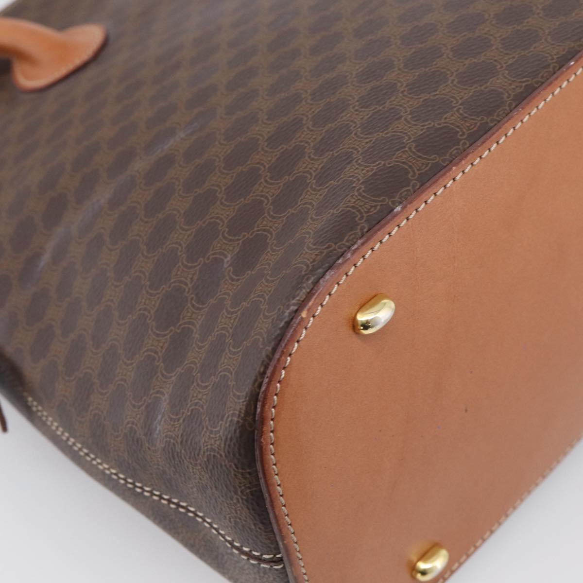 CELINE Macadam Canvas Hand Bag PVC Leather 2way Brown Gold Auth 208298