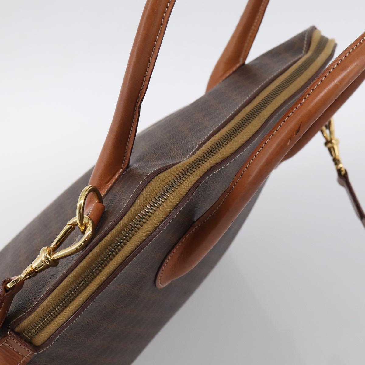 CELINE Macadam Canvas Hand Bag PVC Leather 2way Brown Gold Auth 208298