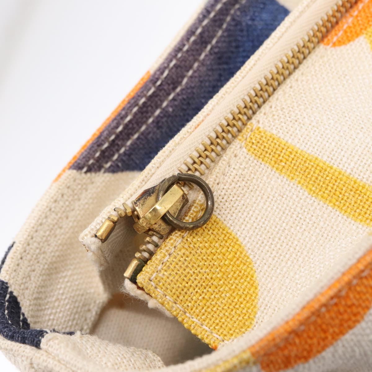 Miu Miu Hand Bag Canvas Ivory Gold Auth 208299