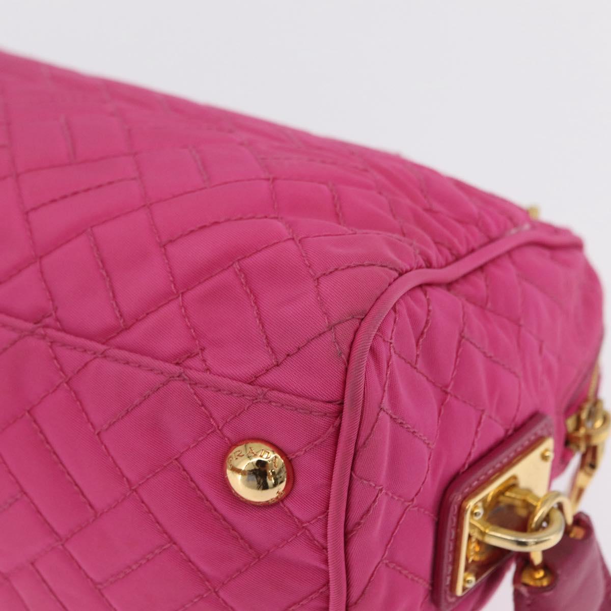 PRADA Chain Shoulder Bag Nylon Pink Gold Auth 208300A