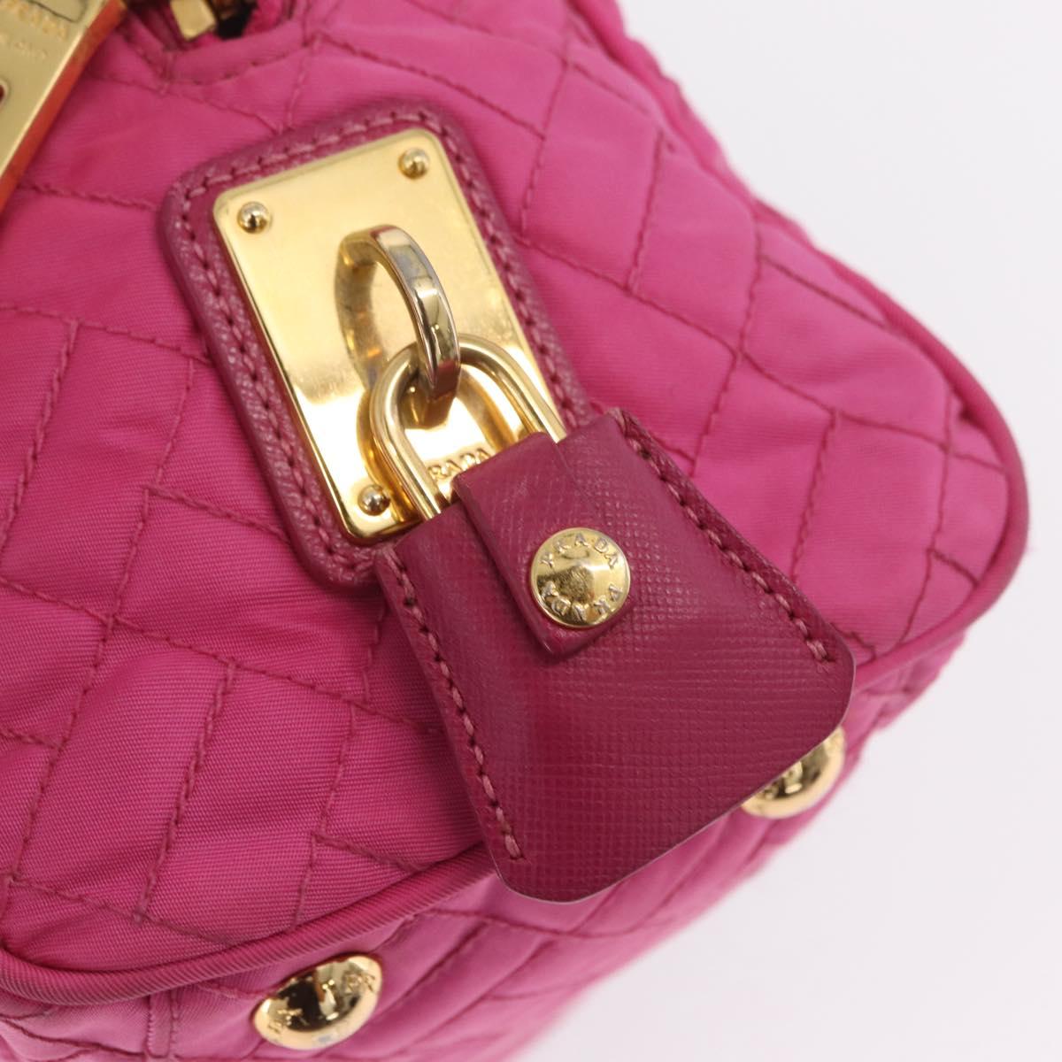 PRADA Chain Shoulder Bag Nylon Pink Gold Auth 208300A