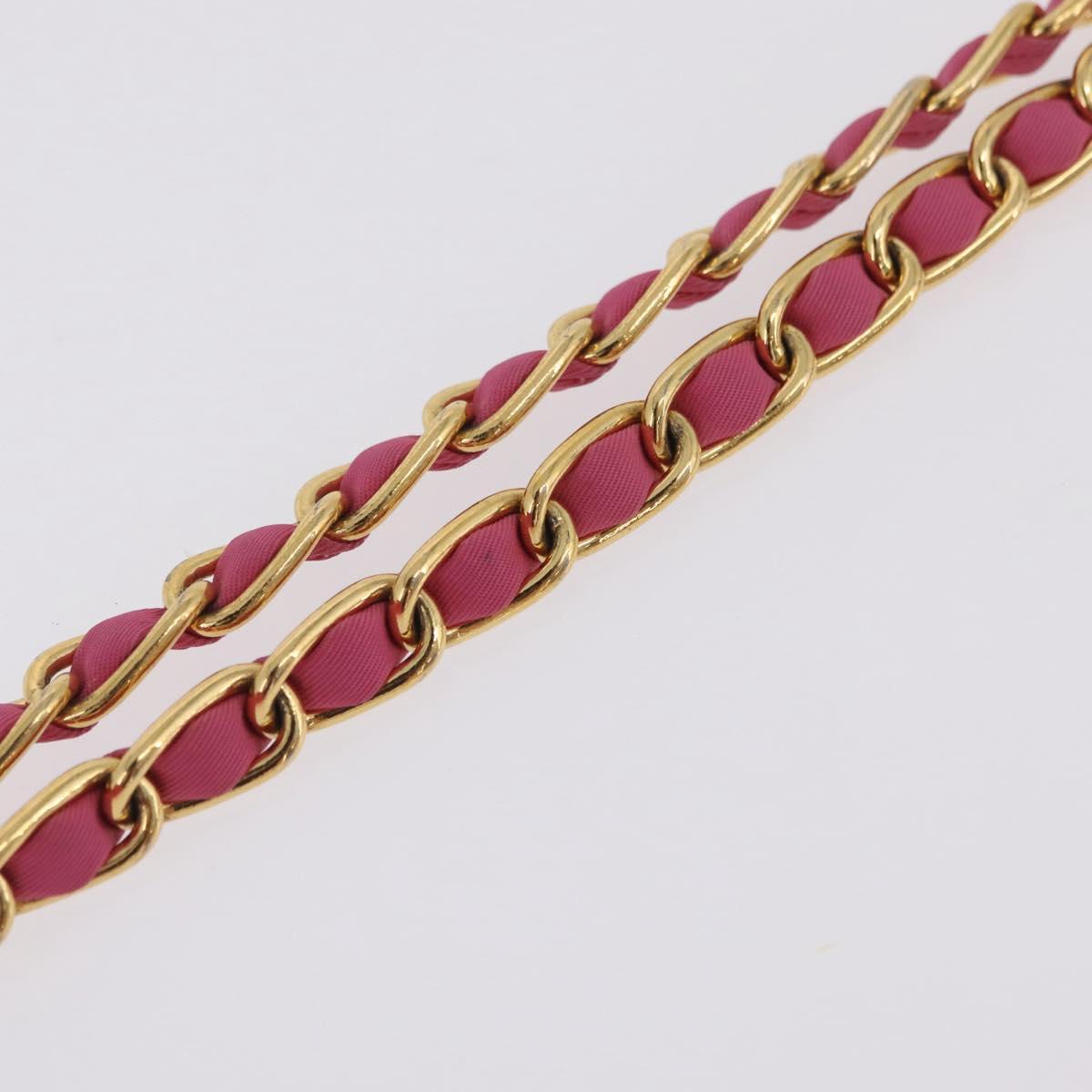 PRADA Chain Shoulder Bag Nylon Pink Gold Auth 208300A