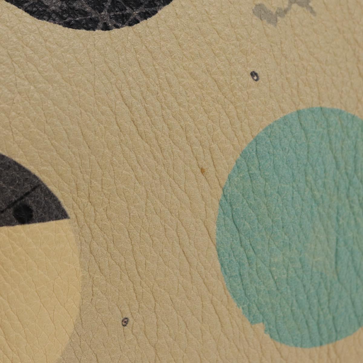 CELINE Boston Bag Leather Beige Silver Auth 208302A