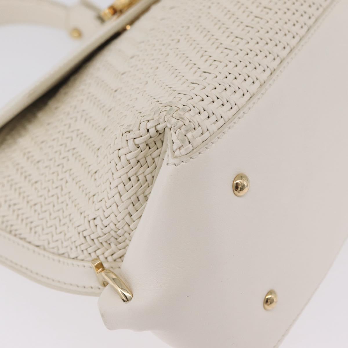 Salvatore Ferragamo Sofia Gancini Hand Bag Leather 2way White Gold Auth 208303