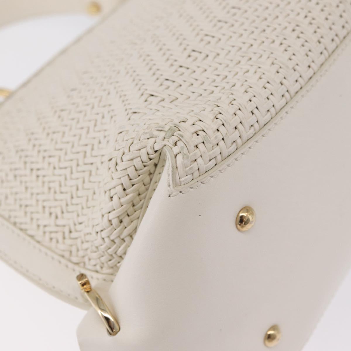 Salvatore Ferragamo Sofia Gancini Hand Bag Leather 2way White Gold Auth 208303
