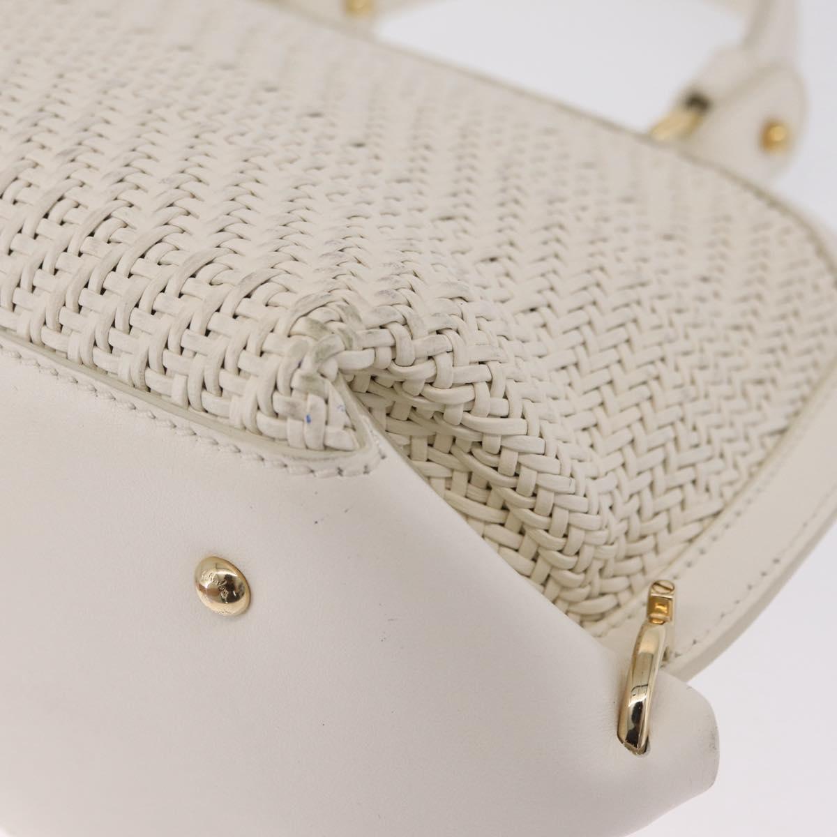 Salvatore Ferragamo Sofia Gancini Hand Bag Leather 2way White Gold Auth 208303