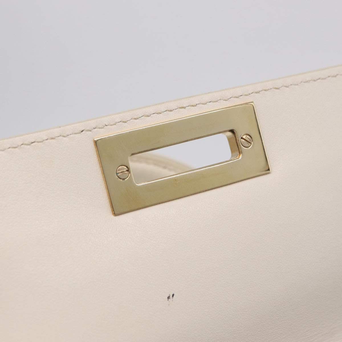 Salvatore Ferragamo Sofia Gancini Hand Bag Leather 2way White Gold Auth 208303