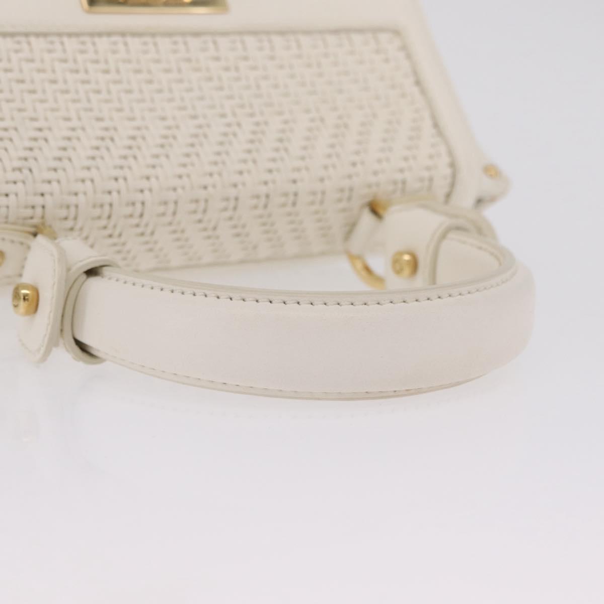 Salvatore Ferragamo Sofia Gancini Hand Bag Leather 2way White Gold Auth 208303