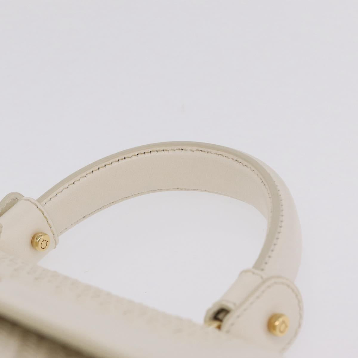 Salvatore Ferragamo Sofia Gancini Hand Bag Leather 2way White Gold Auth 208303