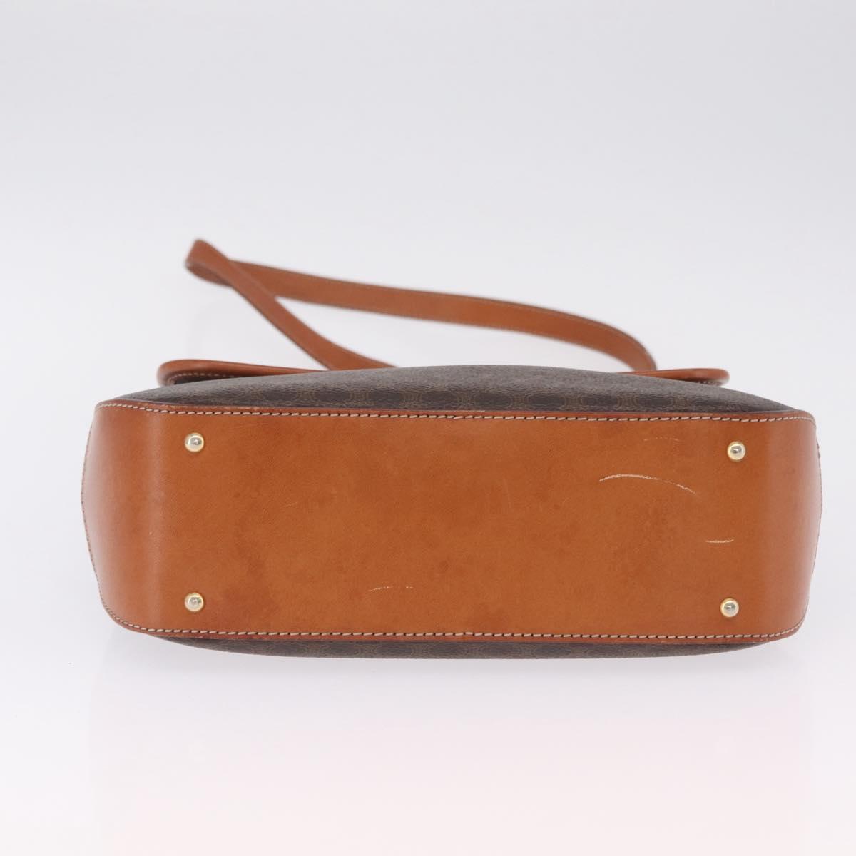 CELINE Macadam Canvas Hand Bag PVC Leather 2way Brown Gold Auth 208305A