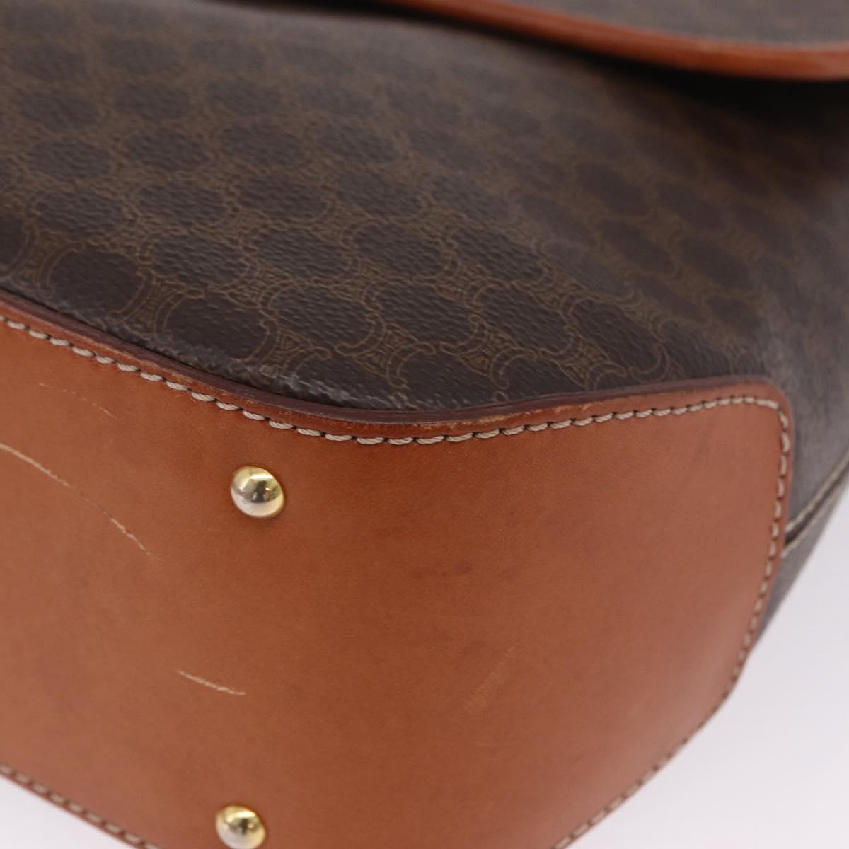CELINE Macadam Canvas Hand Bag PVC Leather 2way Brown Gold Auth 208305A