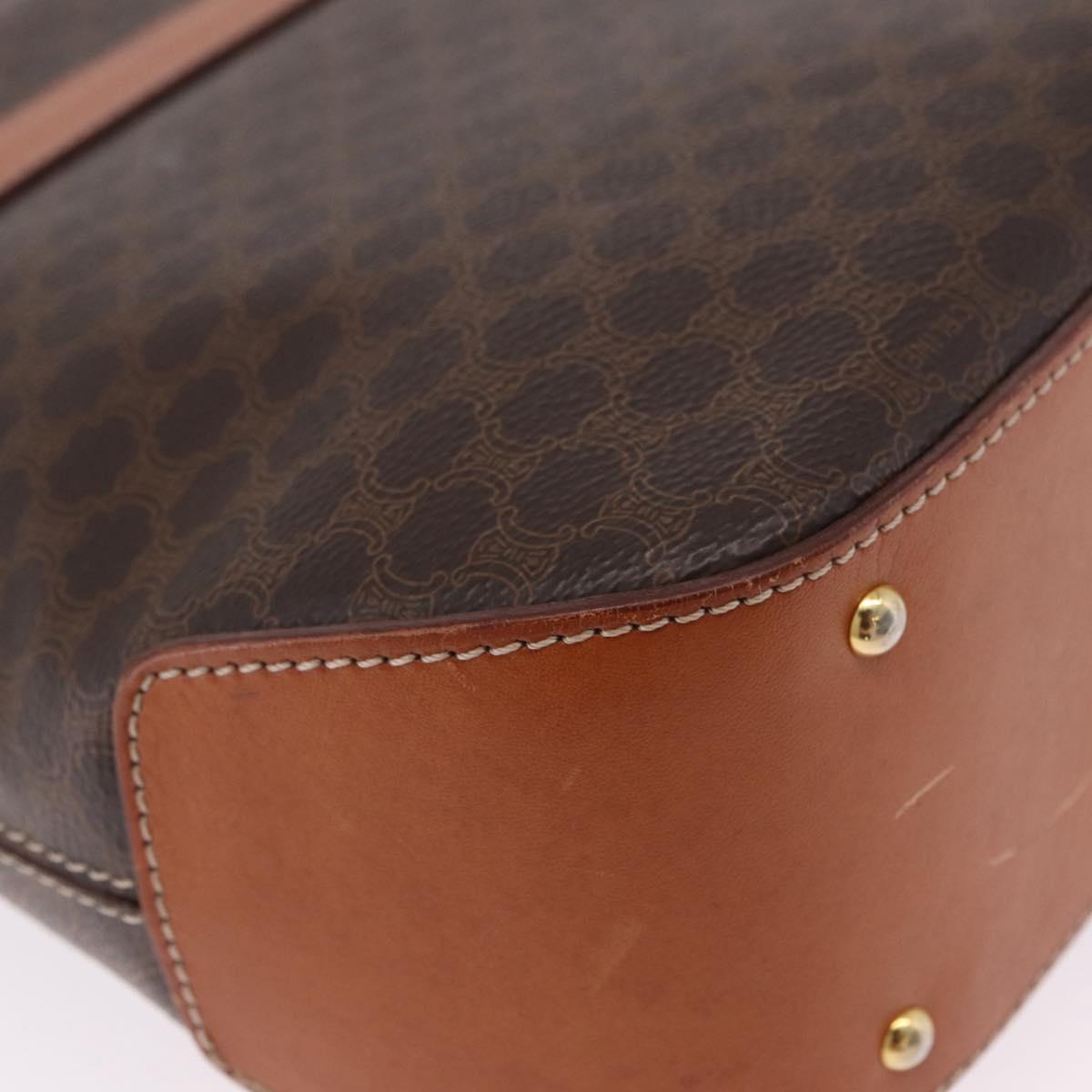 CELINE Macadam Canvas Hand Bag PVC Leather 2way Brown Gold Auth 208305A