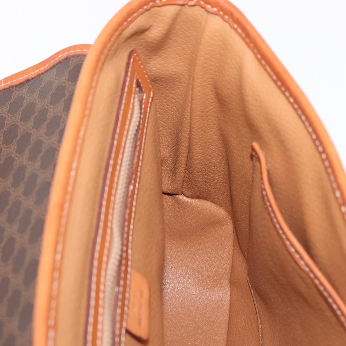 CELINE Macadam Canvas Hand Bag PVC Leather 2way Brown Gold Auth 208305A