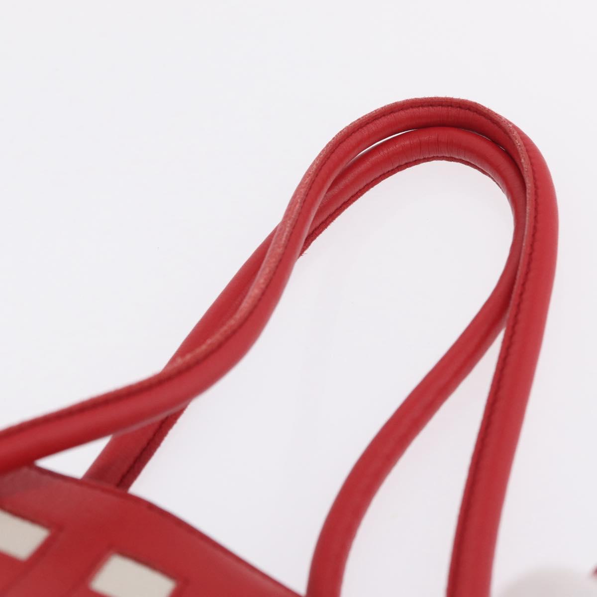 LOEWE Tote Bag Leather Red Silver Auth 208308A
