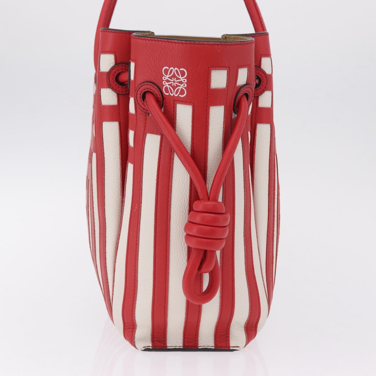 LOEWE Tote Bag Leather Red Silver Auth 208308A