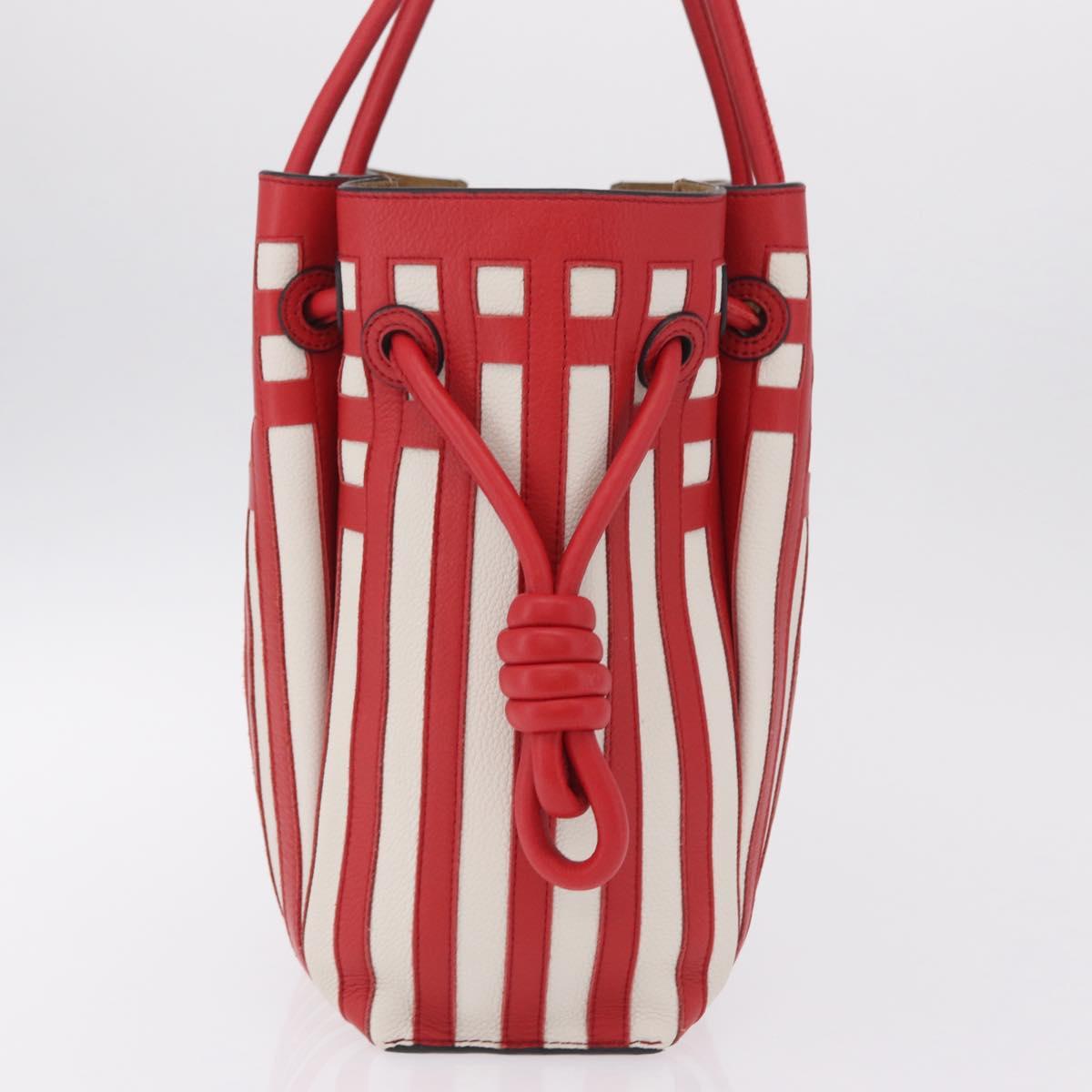 LOEWE Tote Bag Leather Red Silver Auth 208308A