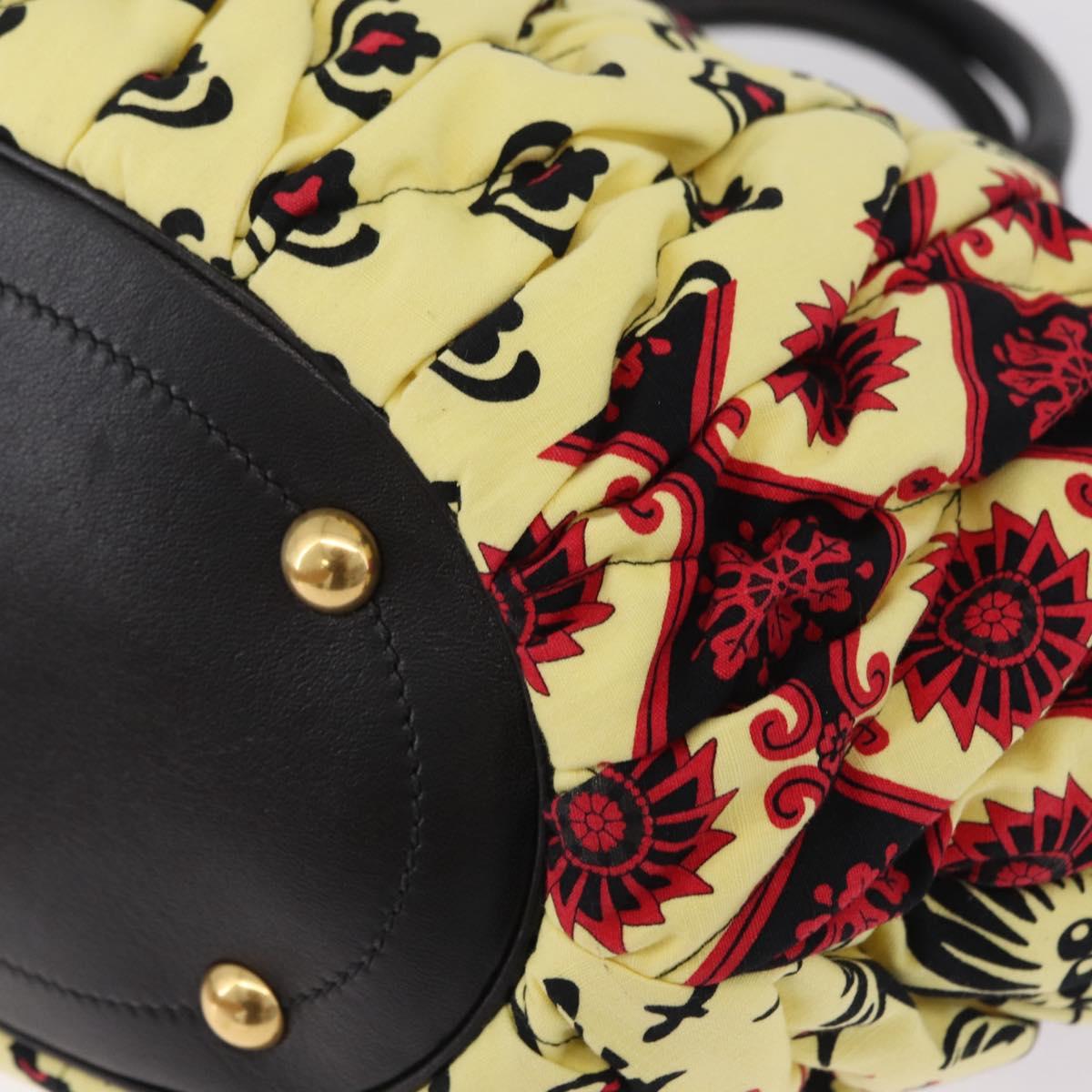 Miu Miu Matelasse Hand Bag Canvas Yellow Gold Auth 208309M