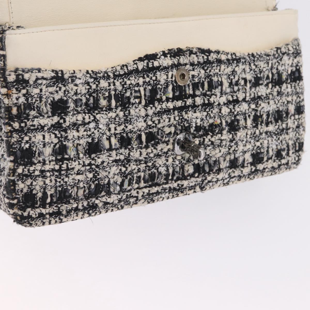 CHANEL Matelasse 25 Chain Shoulder Bag Tweed Black Silver CC Auth 208313SAM