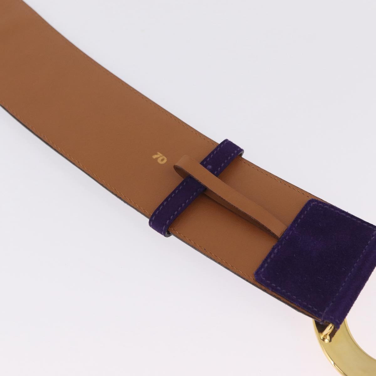 CELINE Belt Leather Purple Gold Auth 208323V